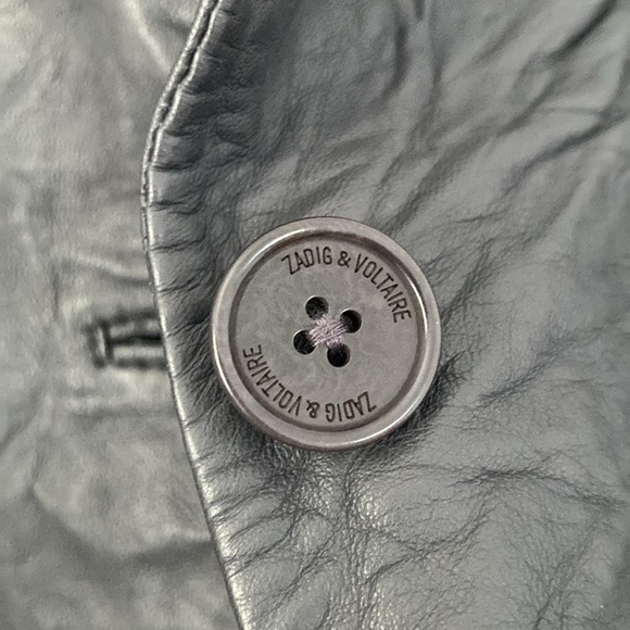 Zadig & Voltaire Lamb Leather Venturi Cuir Froisse Crinkle Effect Blazer - Picture 7 of 14